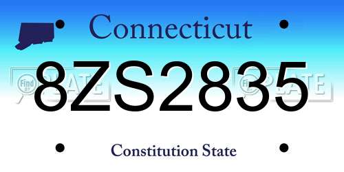 8ZS2835 Connecticut License Plate