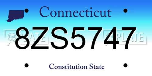 8ZS5747 Connecticut License Plate