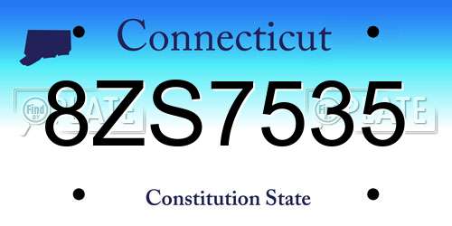 8ZS7535 Connecticut License Plate