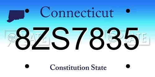8ZS7835 Connecticut License Plate