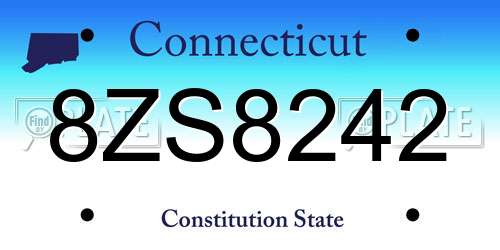 8ZS8242 Connecticut License Plate