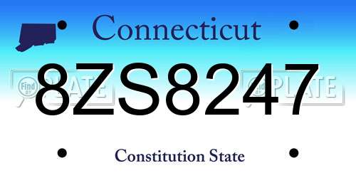 8ZS8247 Connecticut License Plate