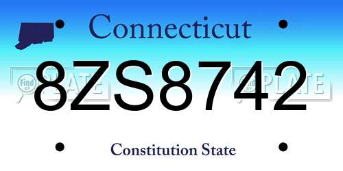8ZS8742 Connecticut License Plate