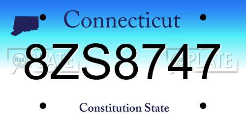 8ZS8747 Connecticut License Plate