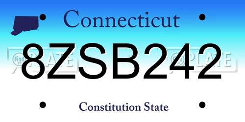 8ZSB242 Connecticut License Plate