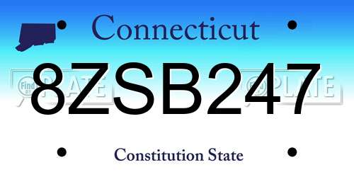 8ZSB247 Connecticut License Plate