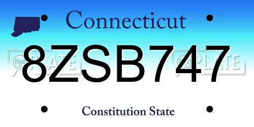 8ZSB747 Connecticut License Plate