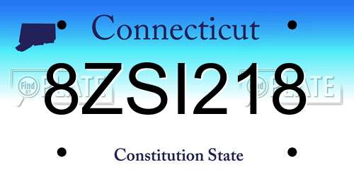 8ZSI218 Connecticut License Plate