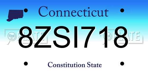 8ZSI718 Connecticut License Plate