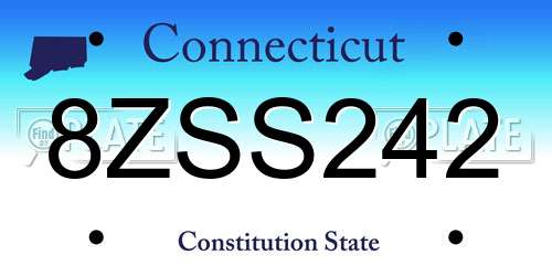 8ZSS242 Connecticut License Plate
