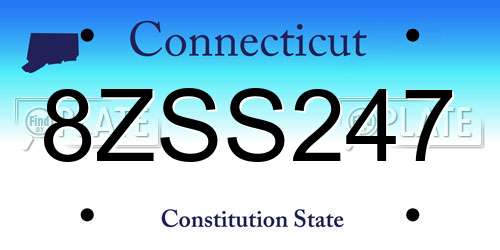 8ZSS247 Connecticut License Plate