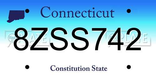 8ZSS742 Connecticut License Plate