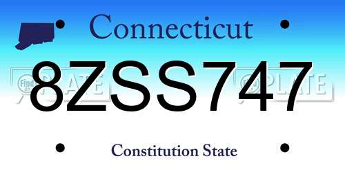 8ZSS747 Connecticut License Plate