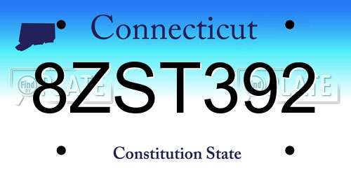 8ZST392 Connecticut License Plate