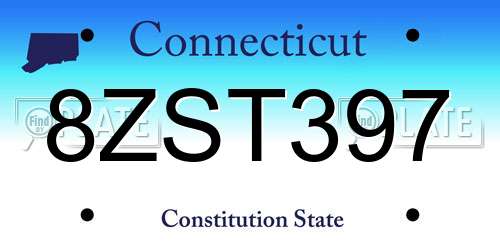 8ZST397 Connecticut License Plate