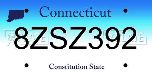 8ZSZ392 Connecticut License Plate