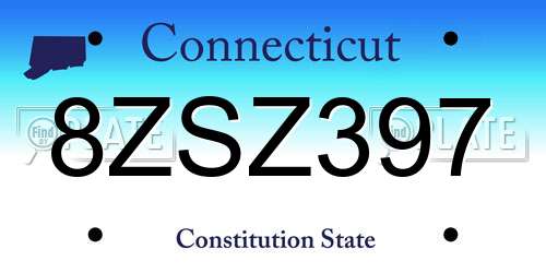 8ZSZ397 Connecticut License Plate