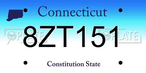 8ZT151 Connecticut License Plate
