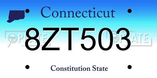 8ZT503 Connecticut License Plate