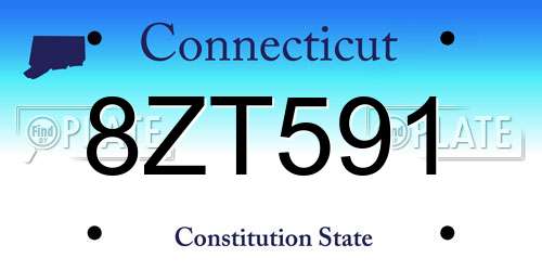 8ZT591 Connecticut License Plate
