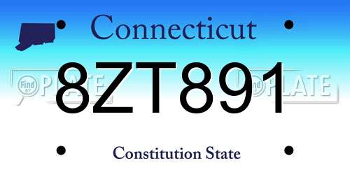8ZT891 Connecticut License Plate