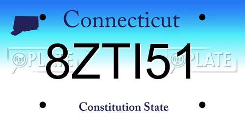 8ZTI51 Connecticut License Plate