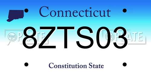 8ZTS03 Connecticut License Plate