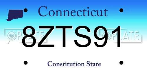 8ZTS91 Connecticut License Plate