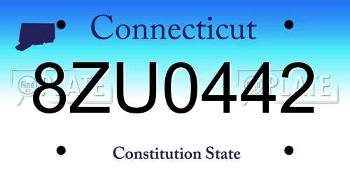 8ZU0442 Connecticut License Plate