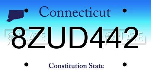 8ZUD442 Connecticut License Plate