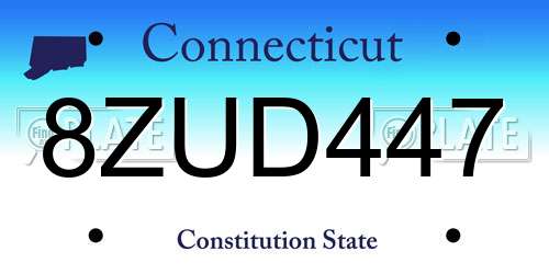 8ZUD447 Connecticut License Plate