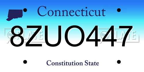 8ZUO447 Connecticut License Plate