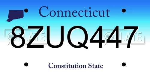 8ZUQ447 Connecticut License Plate