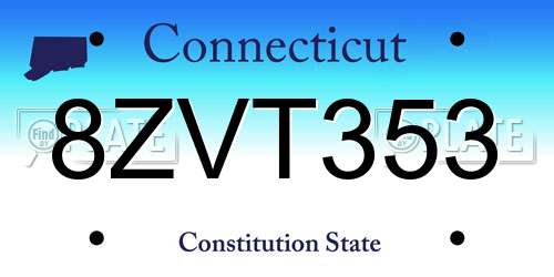 8ZVT353 Connecticut License Plate