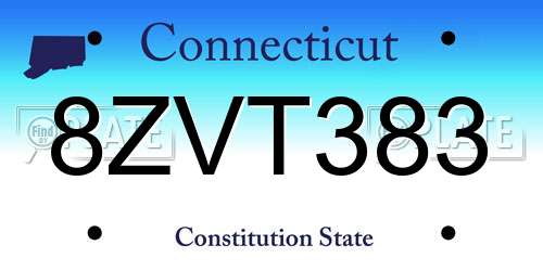 8ZVT383 Connecticut License Plate