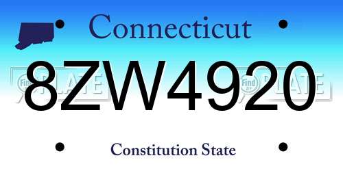 8ZW4920 Connecticut License Plate