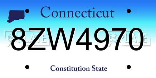 8ZW4970 Connecticut License Plate