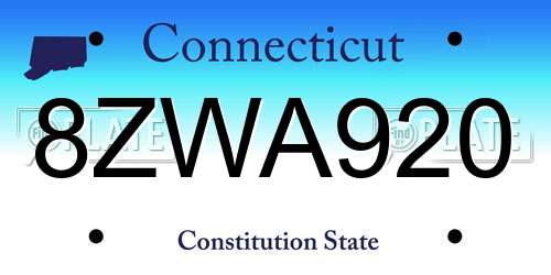 8ZWA920 Connecticut License Plate