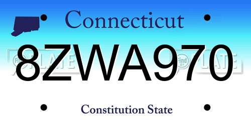 8ZWA970 Connecticut License Plate