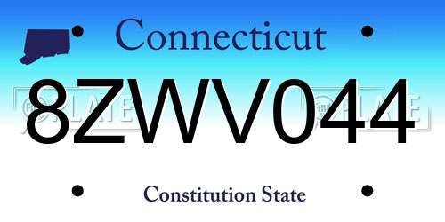 8ZWV044 Connecticut License Plate