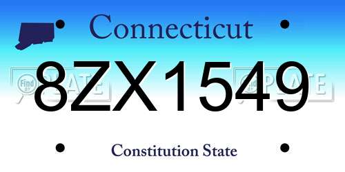 8ZX1549 Connecticut License Plate