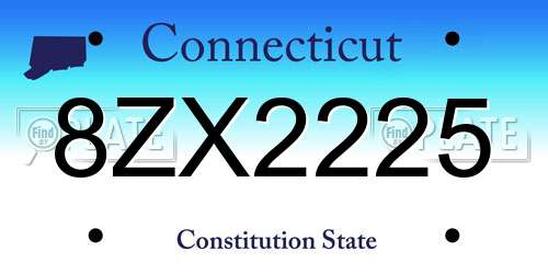 8ZX2225 Connecticut License Plate