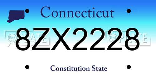 8ZX2228 Connecticut License Plate