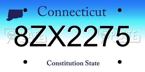 8ZX2275 Connecticut License Plate