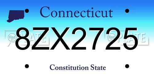 8ZX2725 Connecticut License Plate