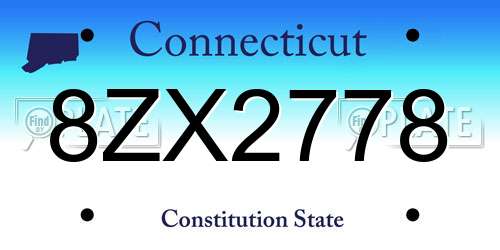 8ZX2778 Connecticut License Plate