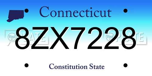8ZX7228 Connecticut License Plate