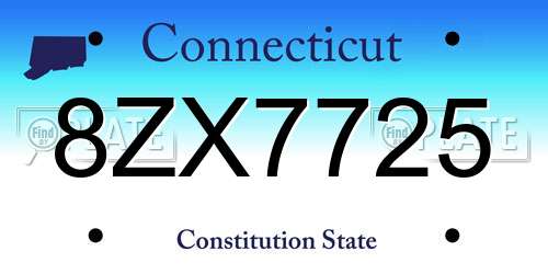 8ZX7725 Connecticut License Plate