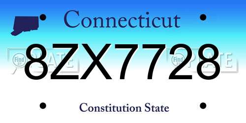 8ZX7728 Connecticut License Plate