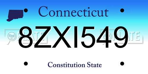 8ZXI549 Connecticut License Plate